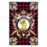Clan Broun Modern Tartan Crest Black Garden Flag  - Gold Thistle  KG78 Clan Brown / Broun Tartan Today